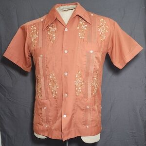 Vintage L Large Campos Guayabera Embroidered Wedding Shirt